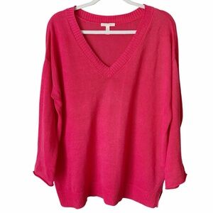 Eileen Fisher | 100% Organic Linen Long Sleeve V-neck Shirt Top Pink Small